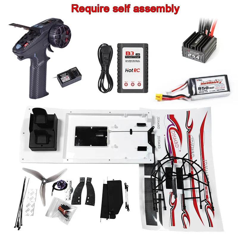 RC Amphibious Remote Control Electric Swamp Rescue Boat Model - DIY Aerodynamic Air Cushion Toy - ToylandEU