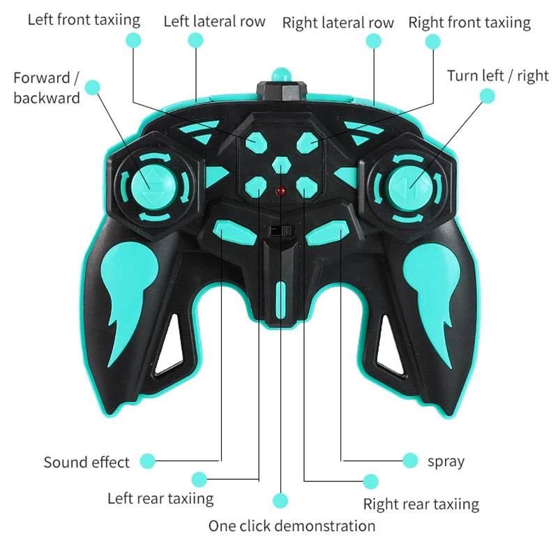 RC Blue Red High-Speed Remote Control Stunt Car with Lights & Spray Fun - ToylandEU