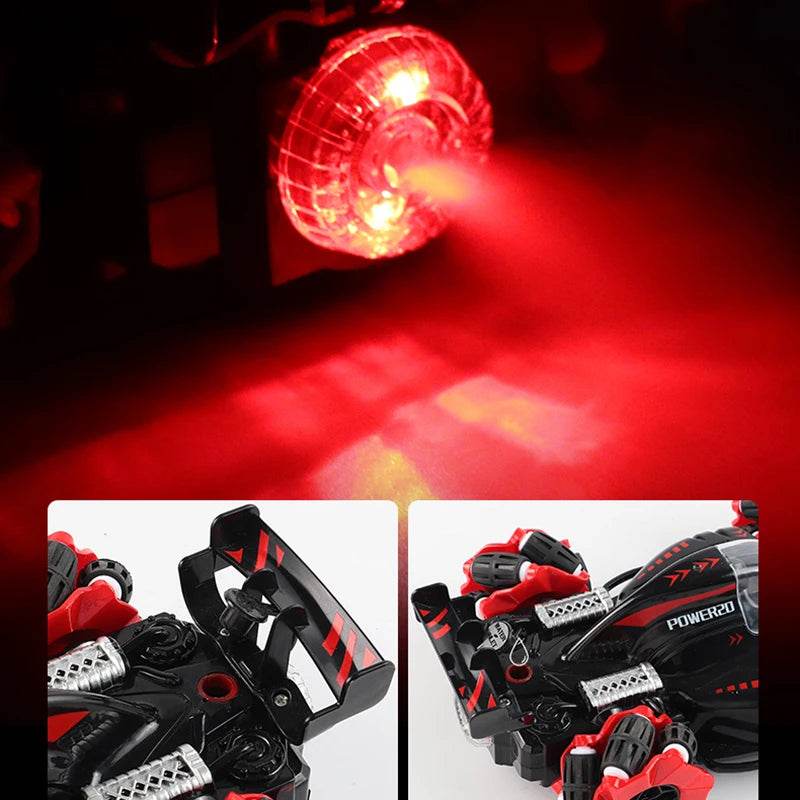 RC Blue Red High-Speed Remote Control Stunt Car with Lights & Spray Fun - ToylandEU