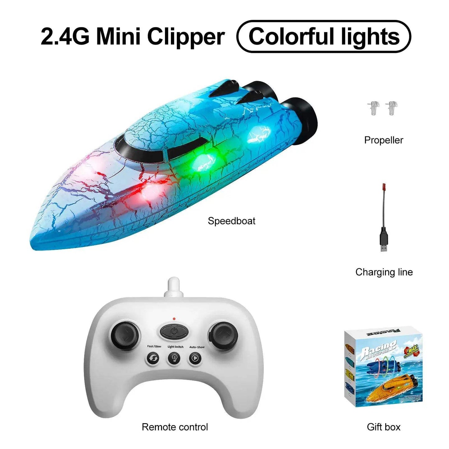 RC Boat 4WD Light Up Speedboat For Pools And Lakes - ToylandEU