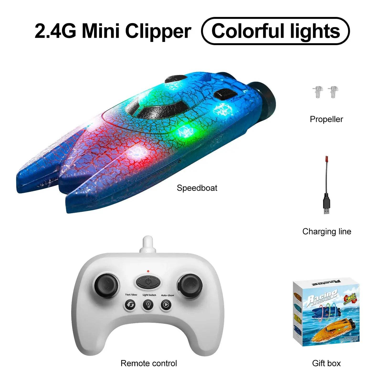 RC Boat 4WD Light Up Speedboat For Pools And Lakes - ToylandEU