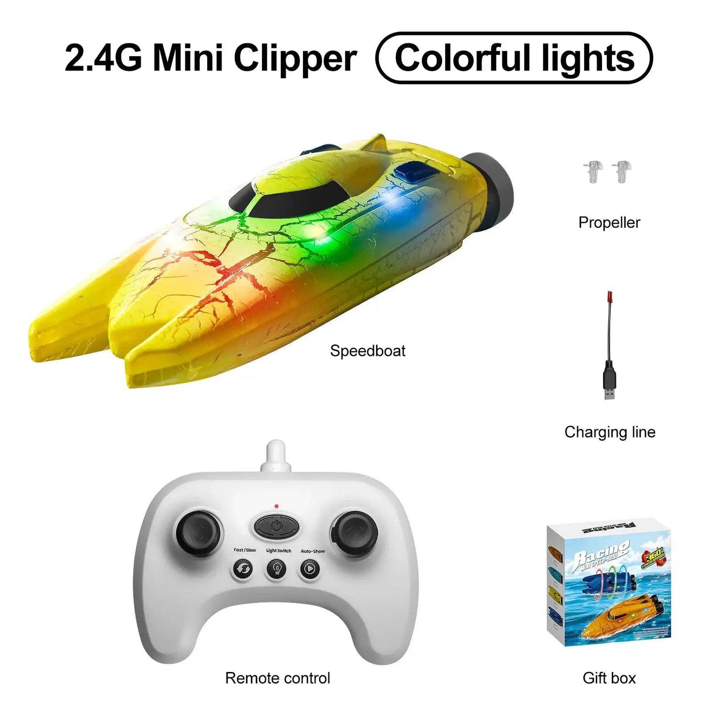 RC Boat 4WD Light Up Speedboat For Pools And Lakes - ToylandEU