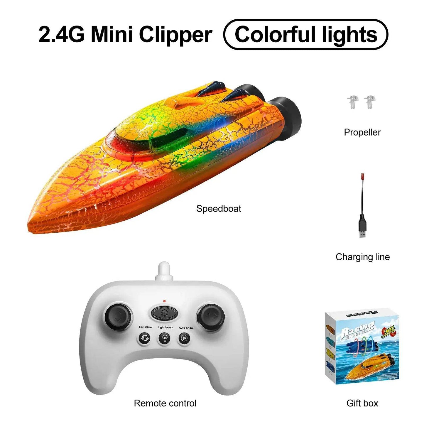 RC Boat 4WD Light Up Speedboat For Pools And Lakes - ToylandEU