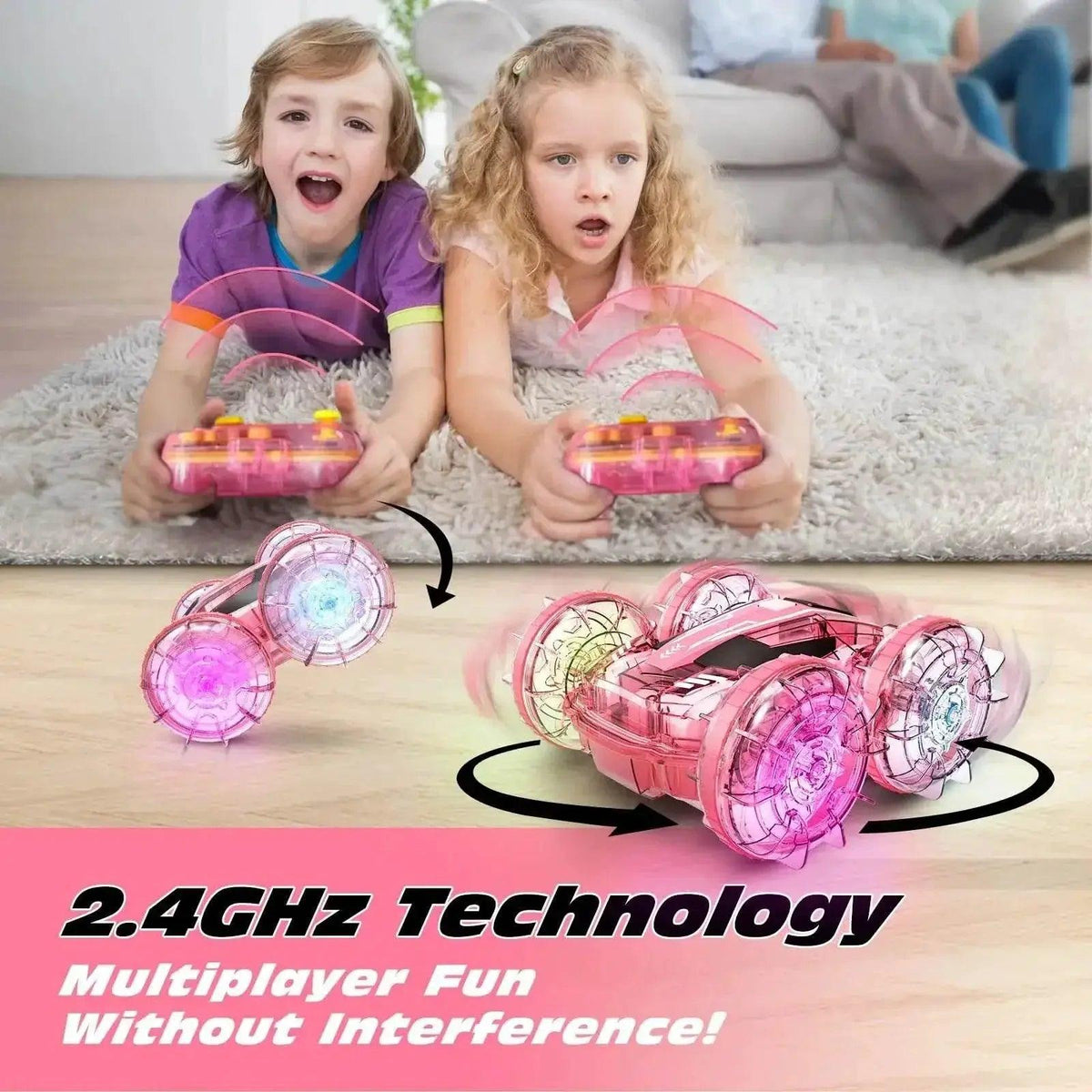  RC Amphibious 4WD Pink RC Car & Boat - Waterproof Stunt Vehicle for Kids -  ToylandEU™