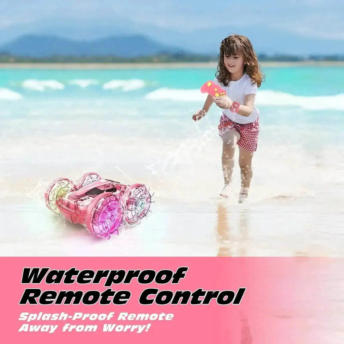  RC Amphibious 4WD Pink RC Car & Boat - Waterproof Stunt Vehicle for Kids -  ToylandEU™