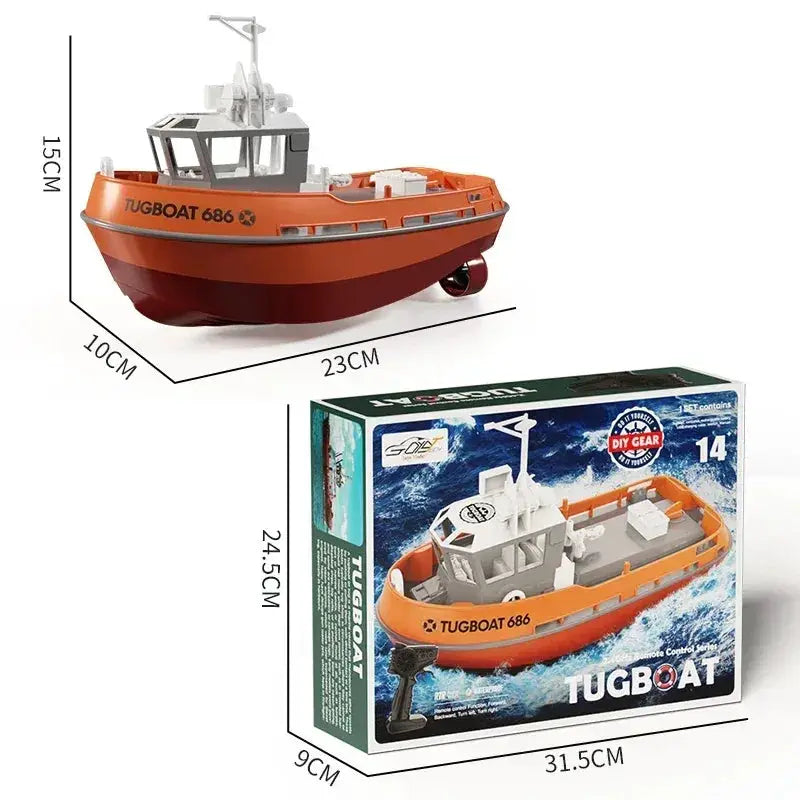 RC Boat Dual Motor Remote Control Tugboat Powerful - ToylandEU