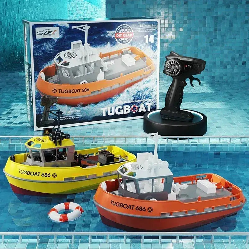 RC Boat Dual Motor Remote Control Tugboat Powerful - ToylandEU