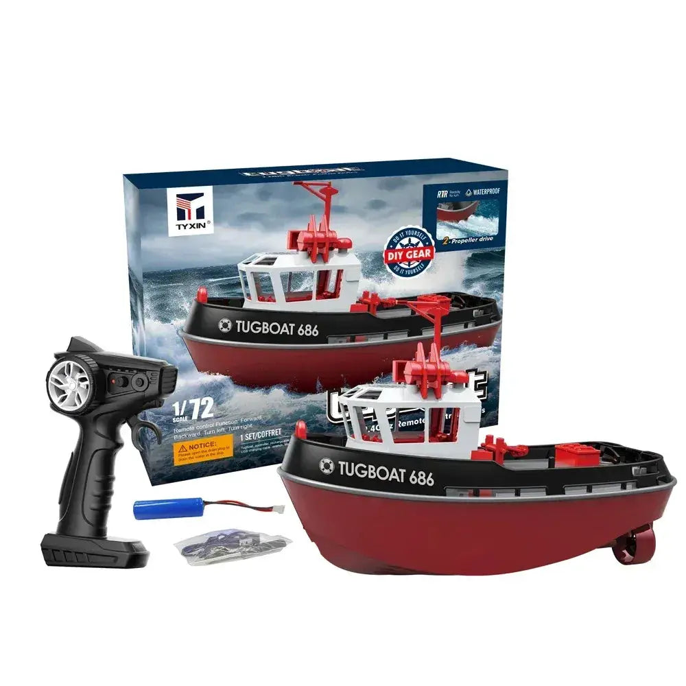 RC Boat Dual Motor Remote Control Tugboat Powerful - ToylandEU