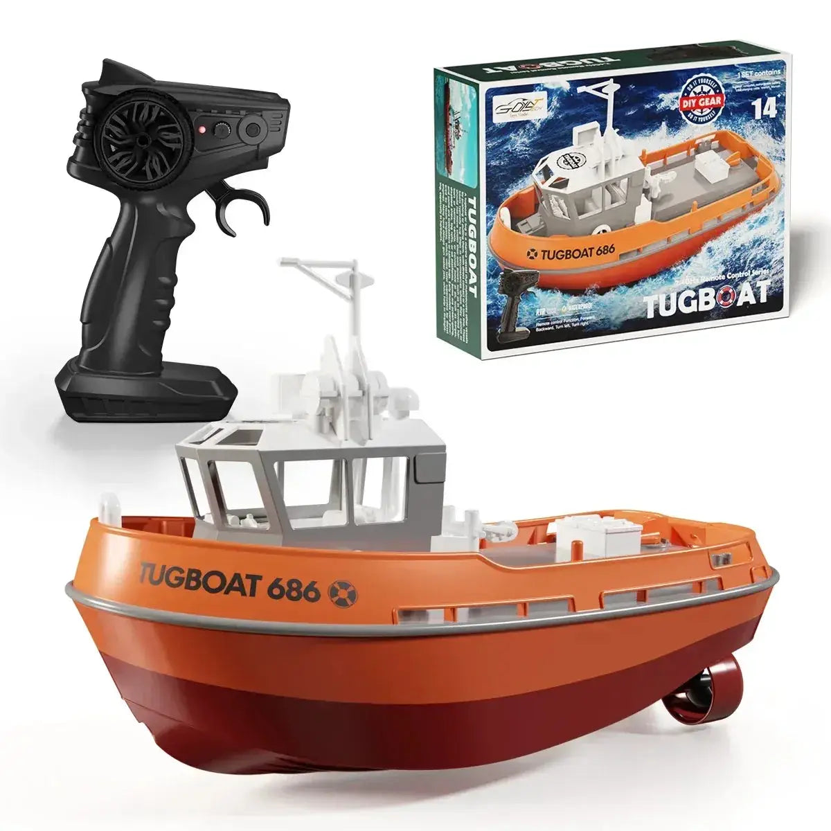 RC Boat Dual Motor Remote Control Tugboat Powerful - ToylandEU
