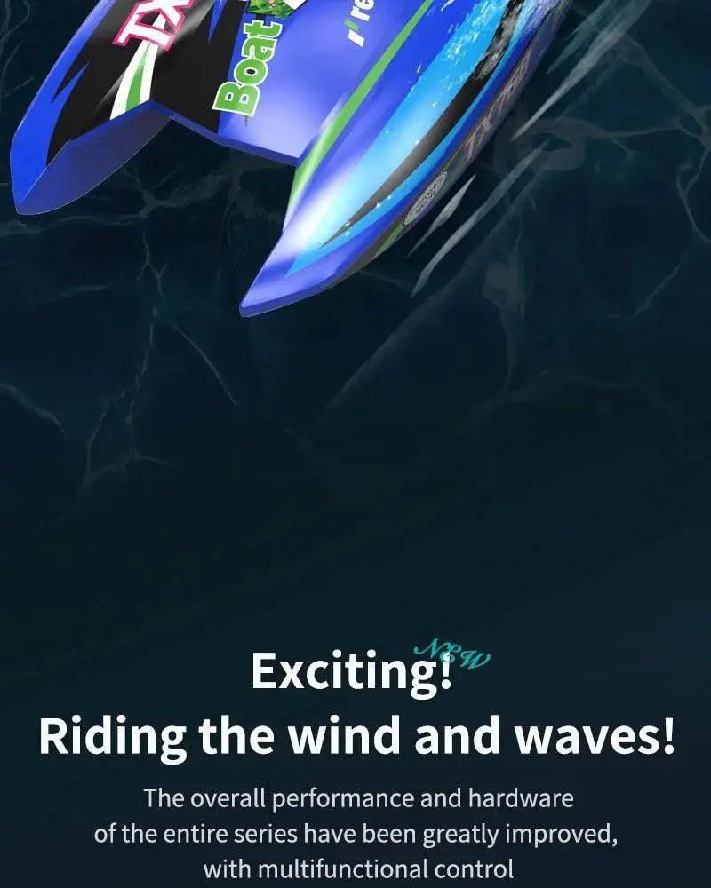  RC High-Speed Brushless RC Jet Boat 30km/h - Waterproof 2.4G Remote Control Speedboat for Kids -  ToylandEU™