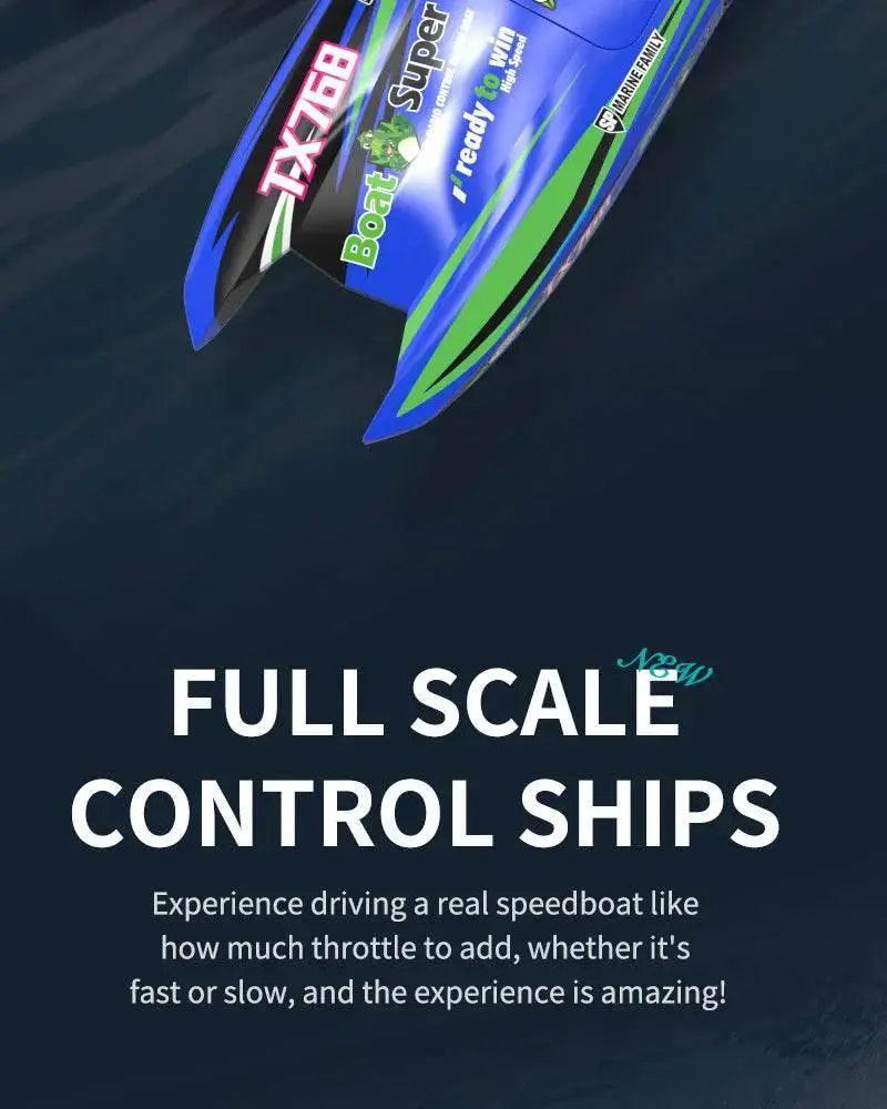  RC High-Speed Brushless RC Jet Boat 30km/h - Waterproof 2.4G Remote Control Speedboat for Kids -  ToylandEU™