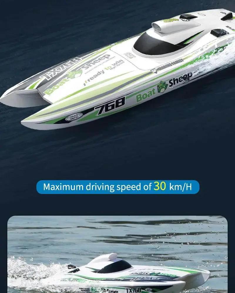  RC High-Speed Brushless RC Jet Boat 30km/h - Waterproof 2.4G Remote Control Speedboat for Kids -  ToylandEU™