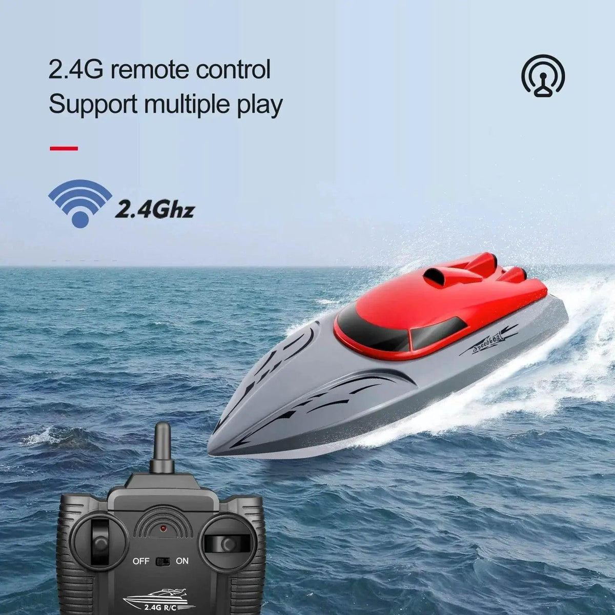  RC High-Speed 2.4G Remote Control RC Boat - 20km/h Rechargeable Waterproof Toy for Kids -  ToylandEU™