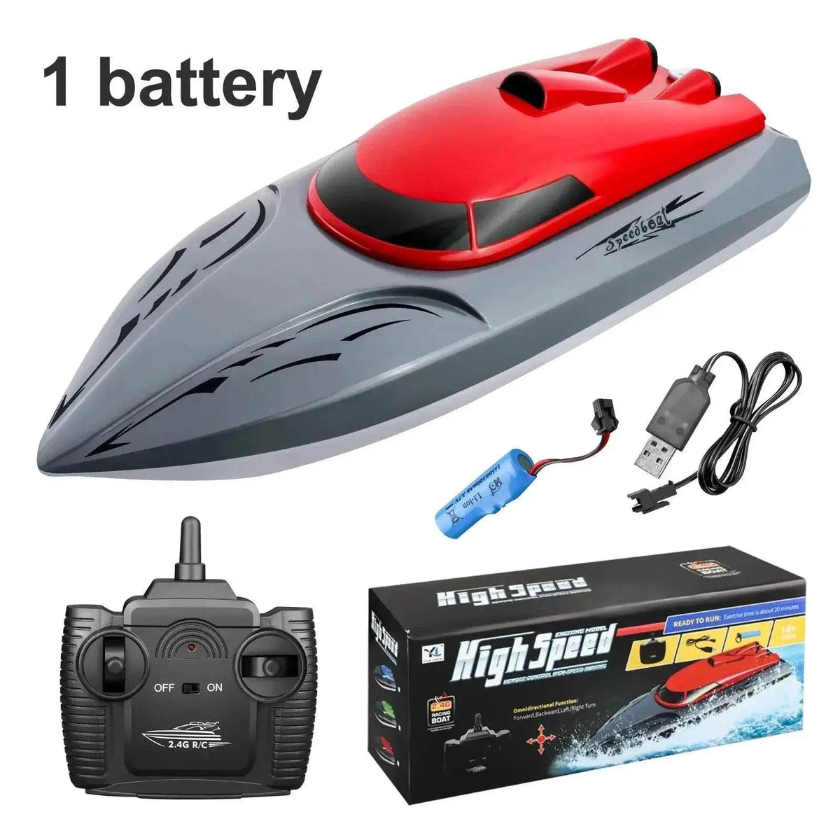  RC High-Speed 2.4G Remote Control RC Boat - 20km/h Rechargeable Waterproof Toy for Kids -  ToylandEU™