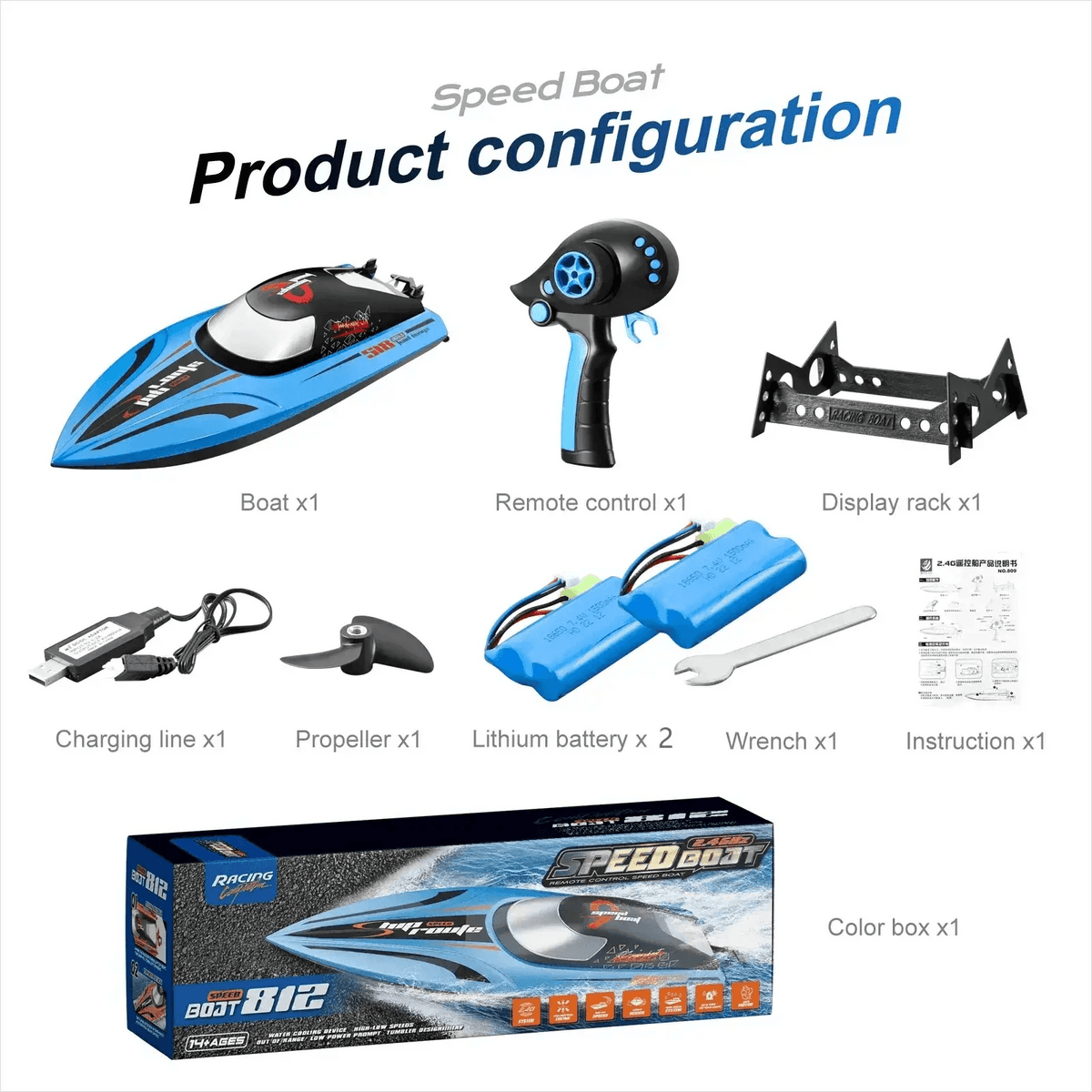  RC High-Speed 40 Km/h RC Boat with Dual Motors - Waterproof Remote Control Speedboat for Ages 14+ -  ToylandEU™