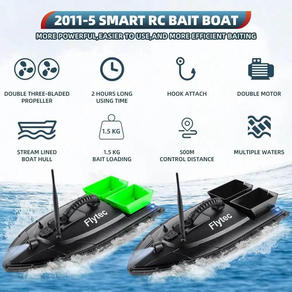  RC Remote Control Flytec Fishing Bait Boat with Dual Motors and Fish Finder - 1.5KG Load Capacity and LED Light -  ToylandEU™