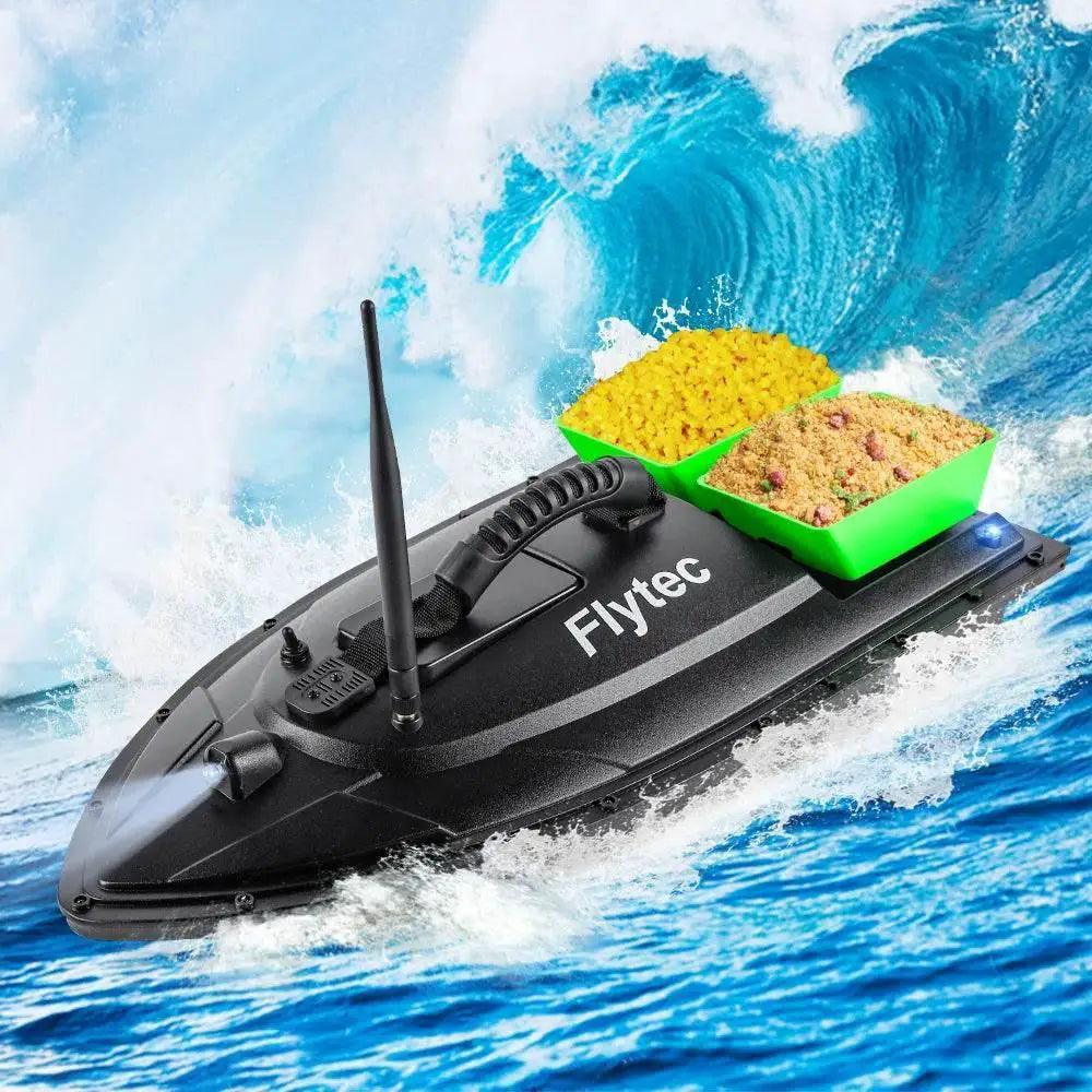  RC Remote Control Flytec Fishing Bait Boat with Dual Motors and Fish Finder - 1.5KG Load Capacity and LED Light -  ToylandEU™