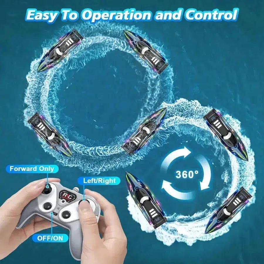  RC Boat Remote Control With Bright LED Lights For Pools -  ToylandEU™