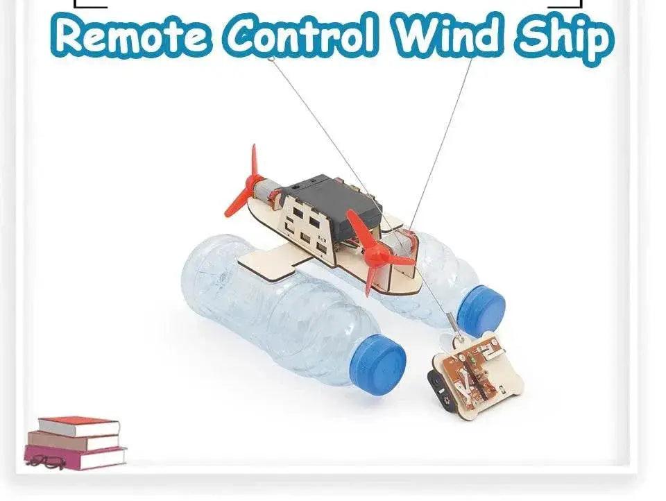 STEM Assembled Wind Turbine Model Boat Wooden Remote Control DIY Science Educational RC Electric Toy -  ToylandEU™