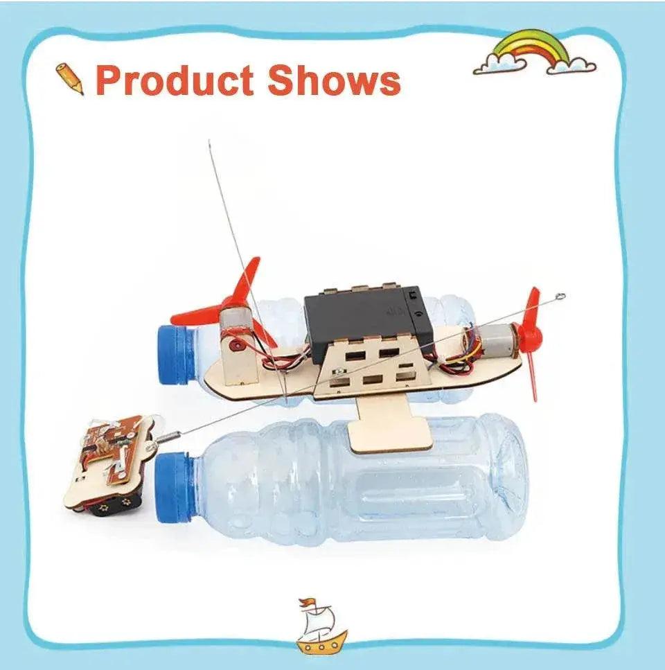  STEM Assembled Wind Turbine Model Boat Wooden Remote Control DIY Science Educational RC Electric Toy -  ToylandEU™