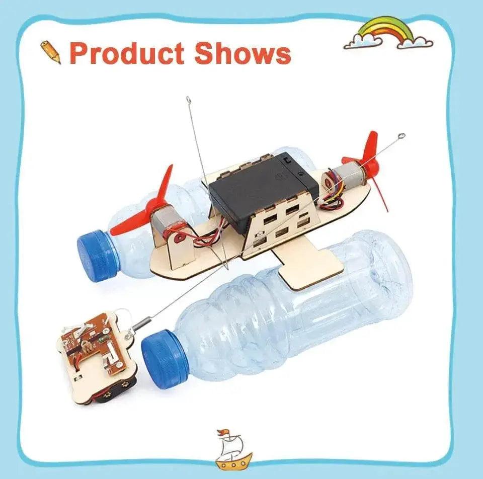  STEM Assembled Wind Turbine Model Boat Wooden Remote Control DIY Science Educational RC Electric Toy -  ToylandEU™