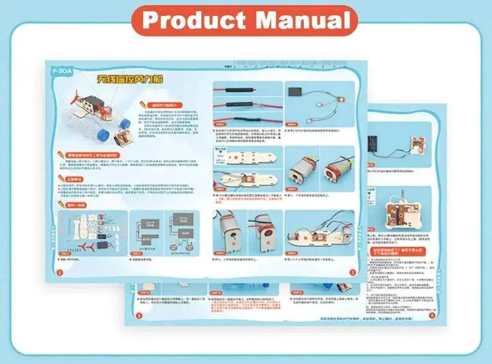  STEM Assembled Wind Turbine Model Boat Wooden Remote Control DIY Science Educational RC Electric Toy -  ToylandEU™