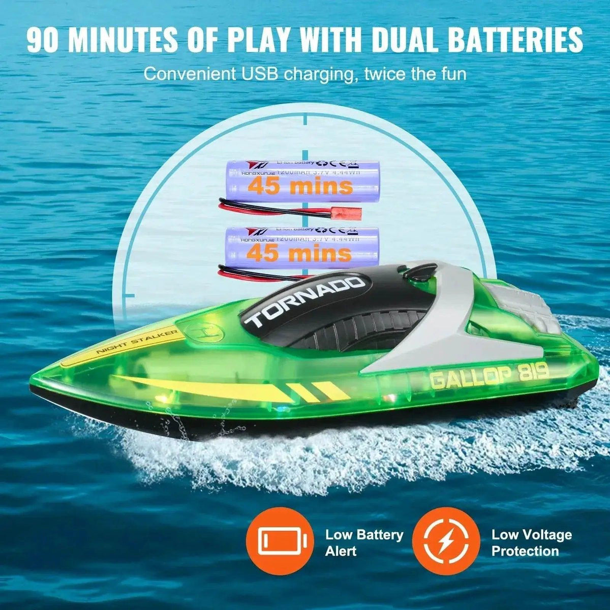  RC VEVOR HJ819 High-Speed Remote Control Racing Boat - Waterproof Electric RC Toy for Boys 14+ -  ToylandEU™