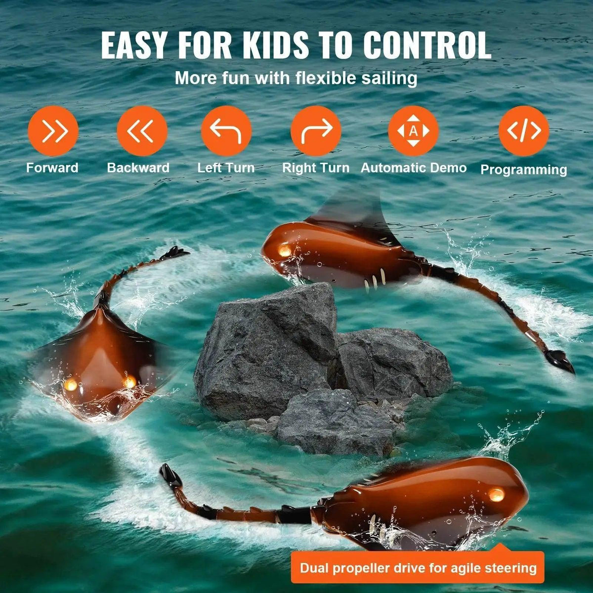  RC VEVOR Manta Ray RC Boat - 2.4G Remote Control Water Simulation Toy for Kids, Perfect Birthday Gift! -  ToylandEU™