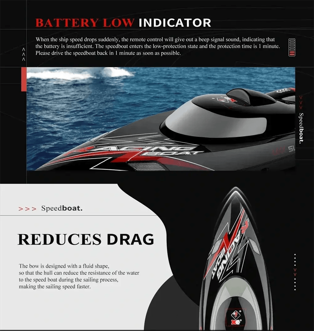  RC WL916 High-Speed 2.4G Brushless RC Boat with LED Lights & Water Cooling System - 60km/h Fast Remote Control Model -  ToylandEU™