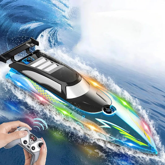 RC Boat With Bright LED Lights Remote Control For Pools - ToylandEU