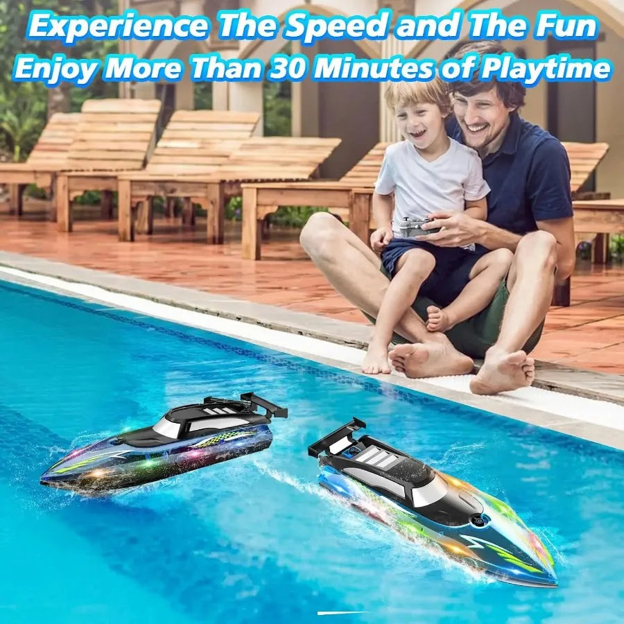RC Boat With Bright LED Lights Remote Control For Pools - ToylandEU