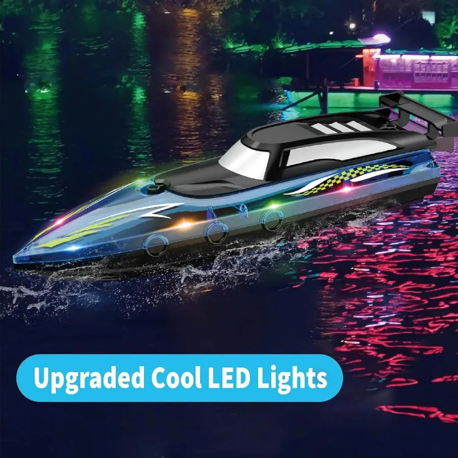 RC Boat With Bright LED Lights Remote Control For Pools - ToylandEU