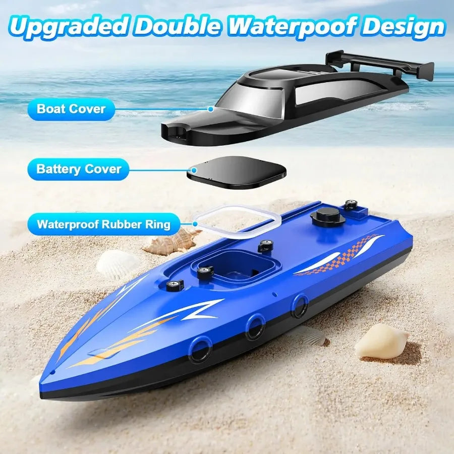 RC Boat With Bright LED Lights Remote Control For Pools - ToylandEU