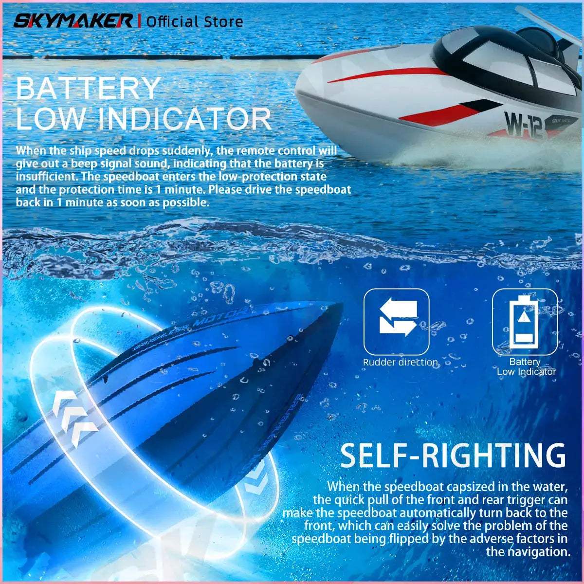 RC Boat With High Speed Remote Control Low Battery Alarm - ToylandEU