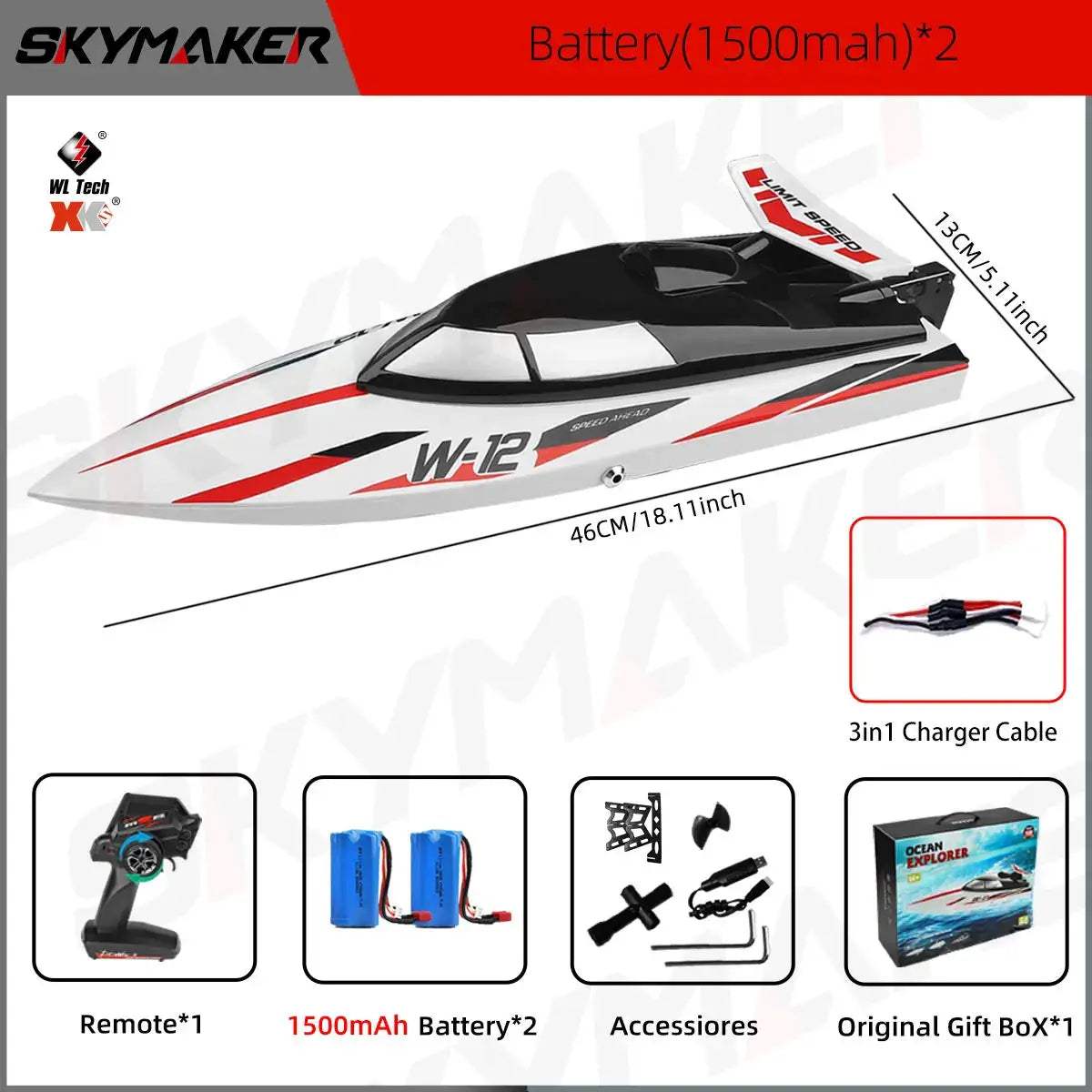 RC Boat With High Speed Remote Control Low Battery Alarm - ToylandEU