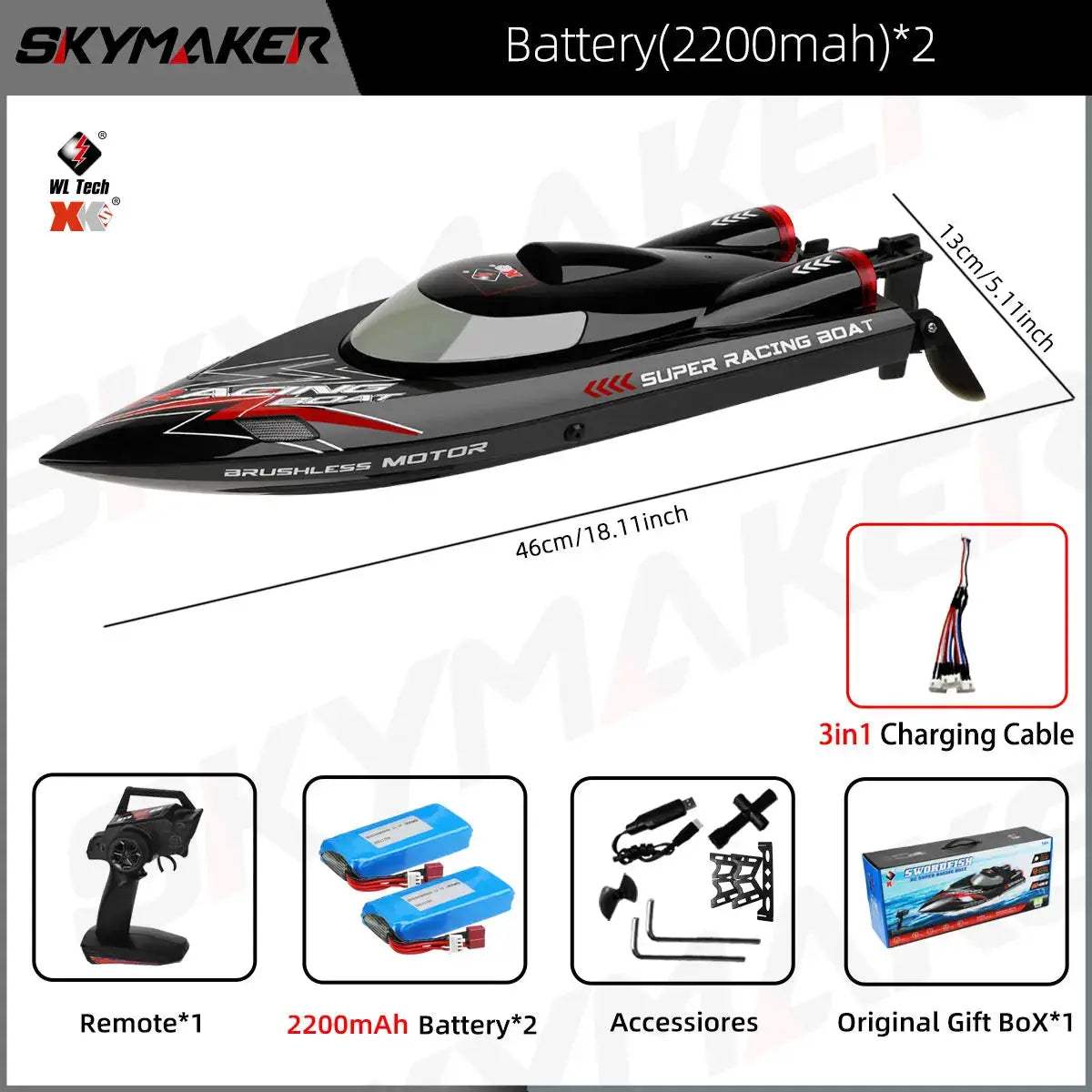 RC Boat With High Speed Remote Control Low Battery Alarm - ToylandEU