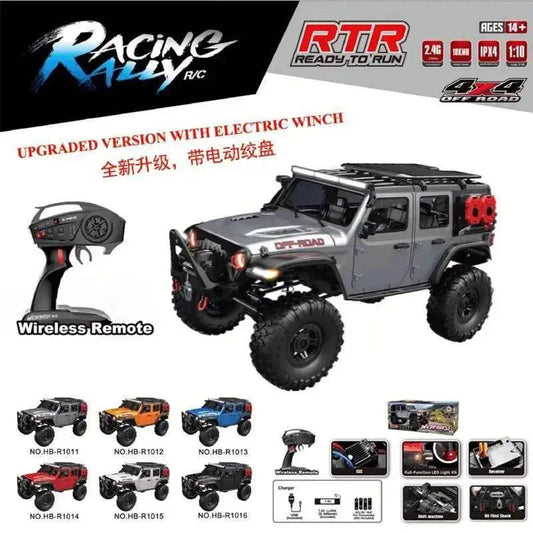  RC 4WD Remote Control Rock Crawler - 1/10 Scale Off-Road RC Climbing Car with Proportional Control and LED Lights -  ToylandEU™