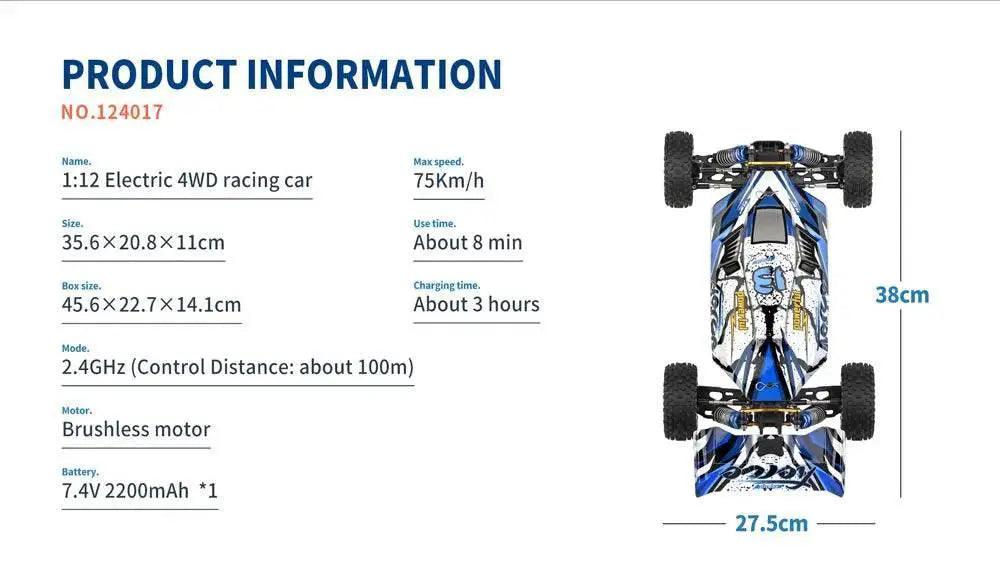  RC 1/12 Scale High-Speed RC Drift Car - 75KM/H Brushless 4WD Vehicle with 2.4G Remote Control -  ToylandEU™
