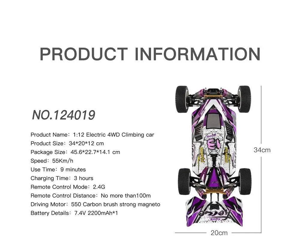  RC 1/12 Scale High-Speed RC Drift Car - 75KM/H Brushless 4WD Vehicle with 2.4G Remote Control -  ToylandEU™