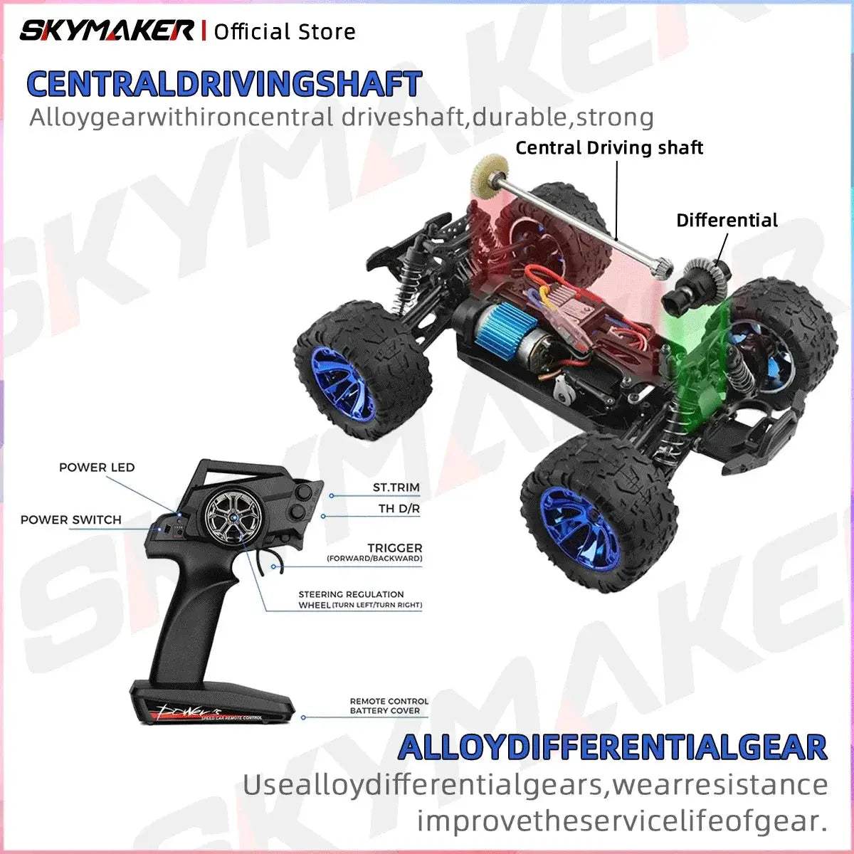 RC Car Off Road Monster Truck 4WD With LED Headlights - ToylandEU