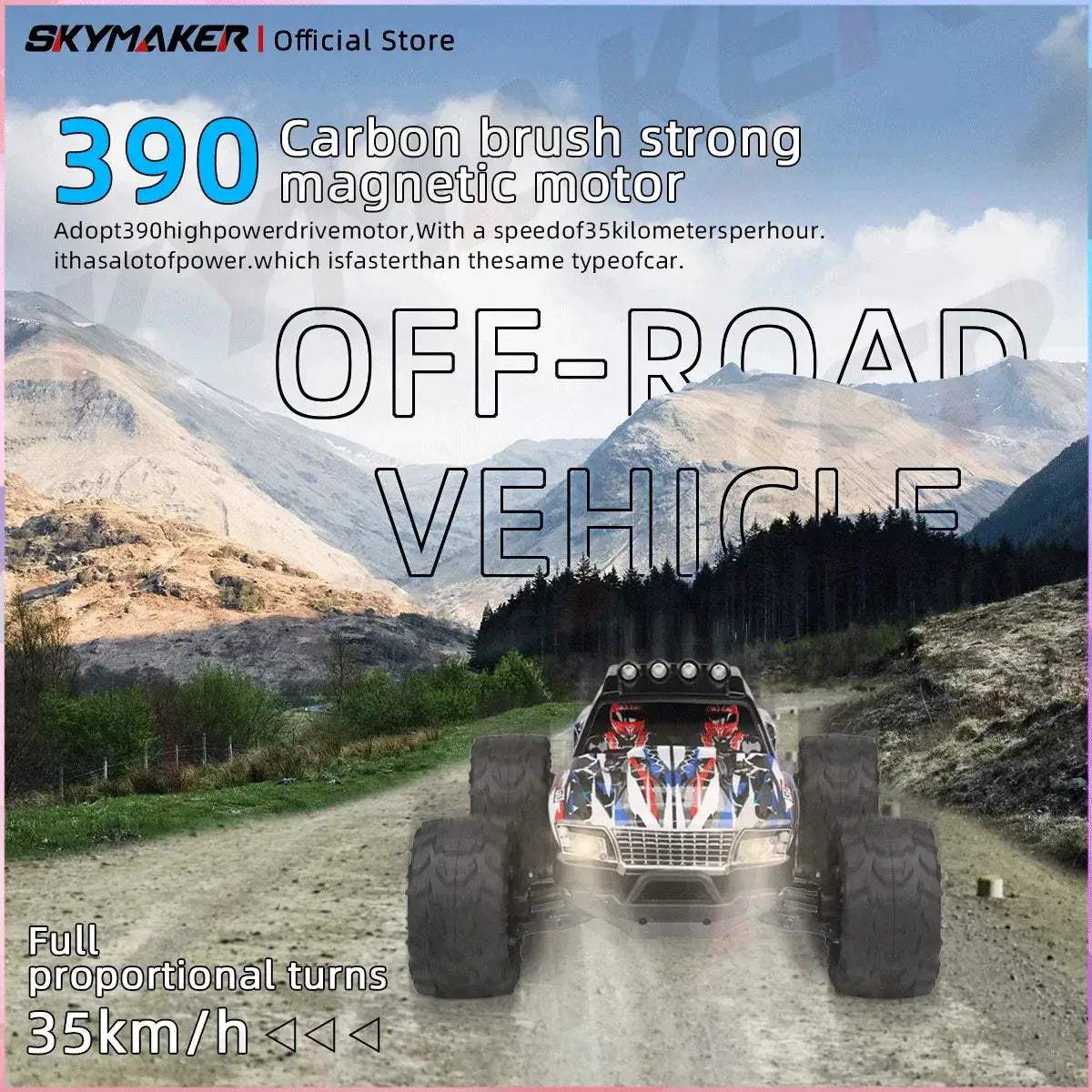 RC Car Off Road Monster Truck 4WD With LED Headlights - ToylandEU