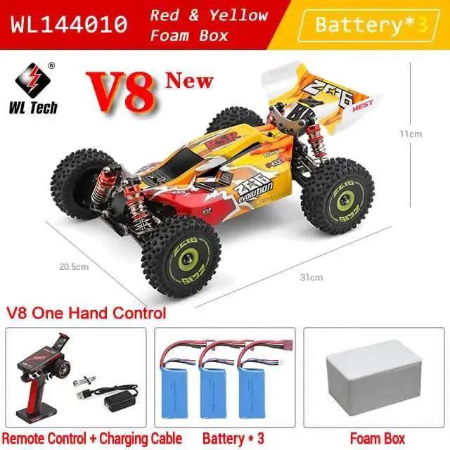 RC WL 144010 V8 1:14 Scale 4WD High-Speed Brushless Motor RC Drift Car - 75Km/H Off-Road Racing Vehicle for Kids -  ToylandEU™