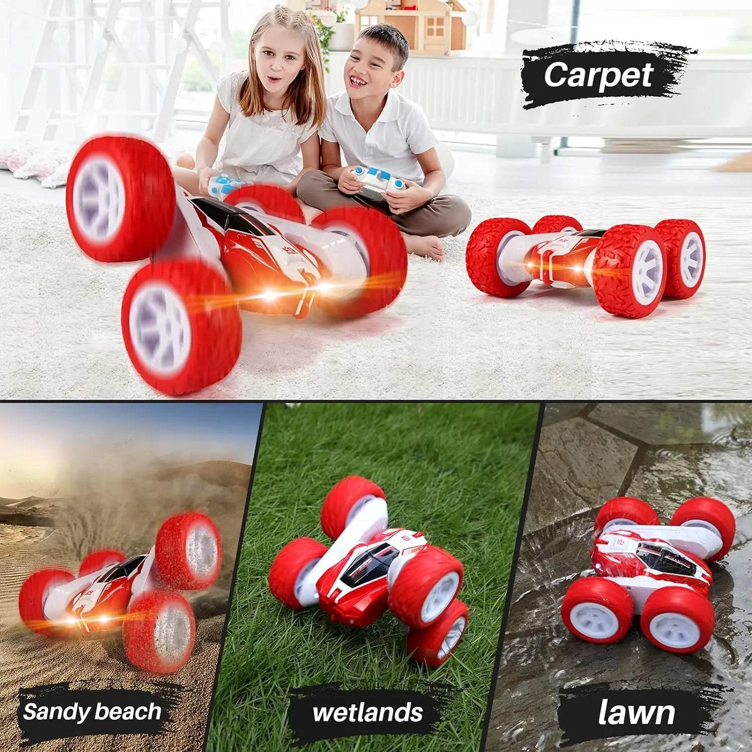 RC Colorful Stunt Master RC Car - 4WD 360° Tumbling & Lights Fun! - ToylandEU