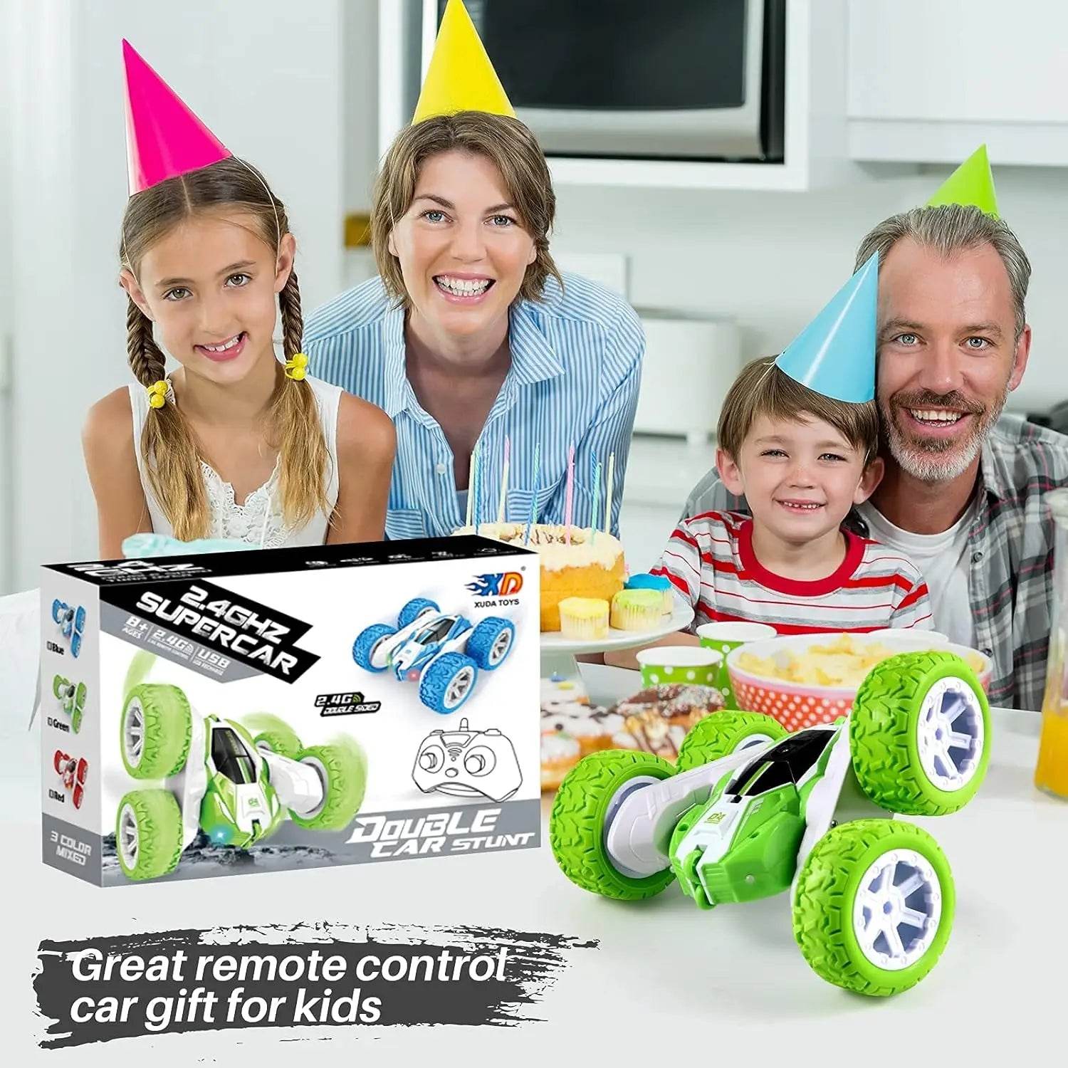 RC Colorful Stunt Master RC Car - 4WD 360° Tumbling & Lights Fun! - ToylandEU