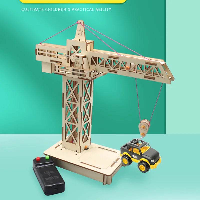 RC DIY Eco-Friendly Wooden Remote Control Tower Crane Kit for Kids - ToylandEU