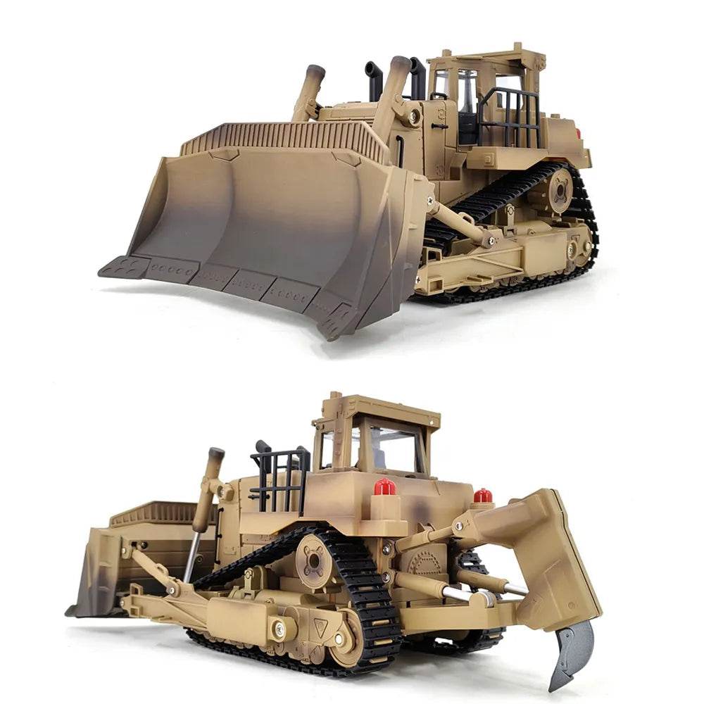 RC Desert Yellow 1:18 Scale RC Bulldozer - 9CH Remote Control Toy - ToylandEU