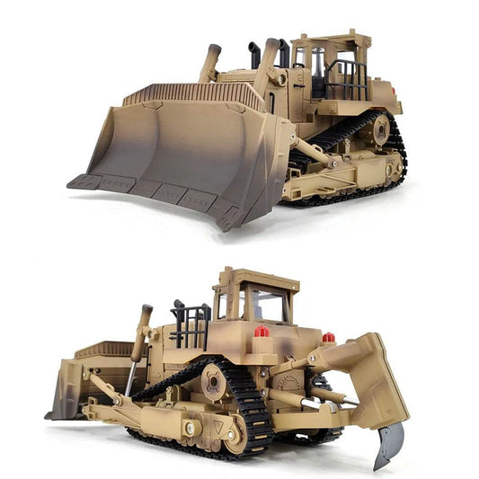 RC Desert Yellow 1:18 Scale RC Bulldozer - 9CH Remote Control Toy - ToylandEU