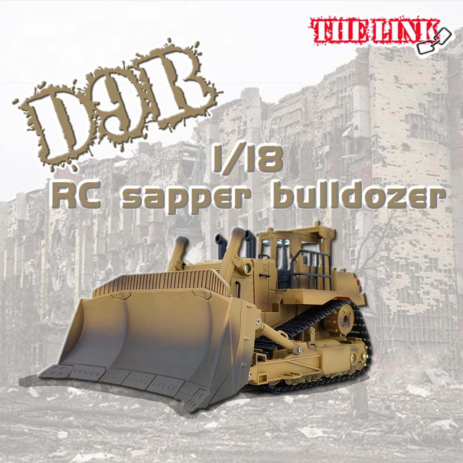 RC Desert Yellow 1:18 Scale RC Bulldozer - 9CH Remote Control Toy - ToylandEU