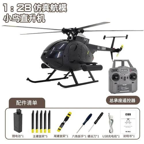 RC Dual-Function 1:28 RC Helicopter C189 Bird Tusk MD500 for Thrilling Flights - ToylandEU