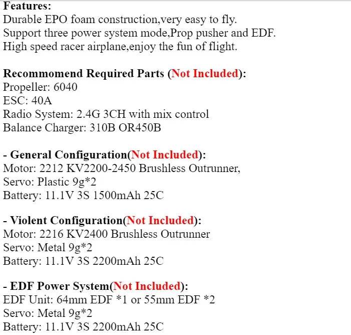 RC EPO Flying Wing Pusher RC Airplane with 790mm Wingspan - Ultra-Z Astro/Blaze Model Kit or PNP Set - ToylandEU